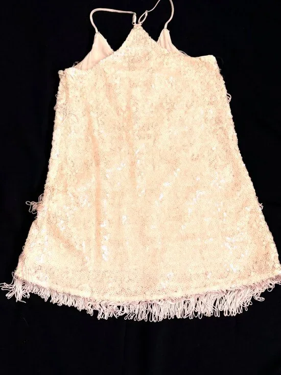 GIANNI BINI Womens Sequined Fringes Shirt Medium Pinkish Unique Lined Evening - Picture 4 of 10